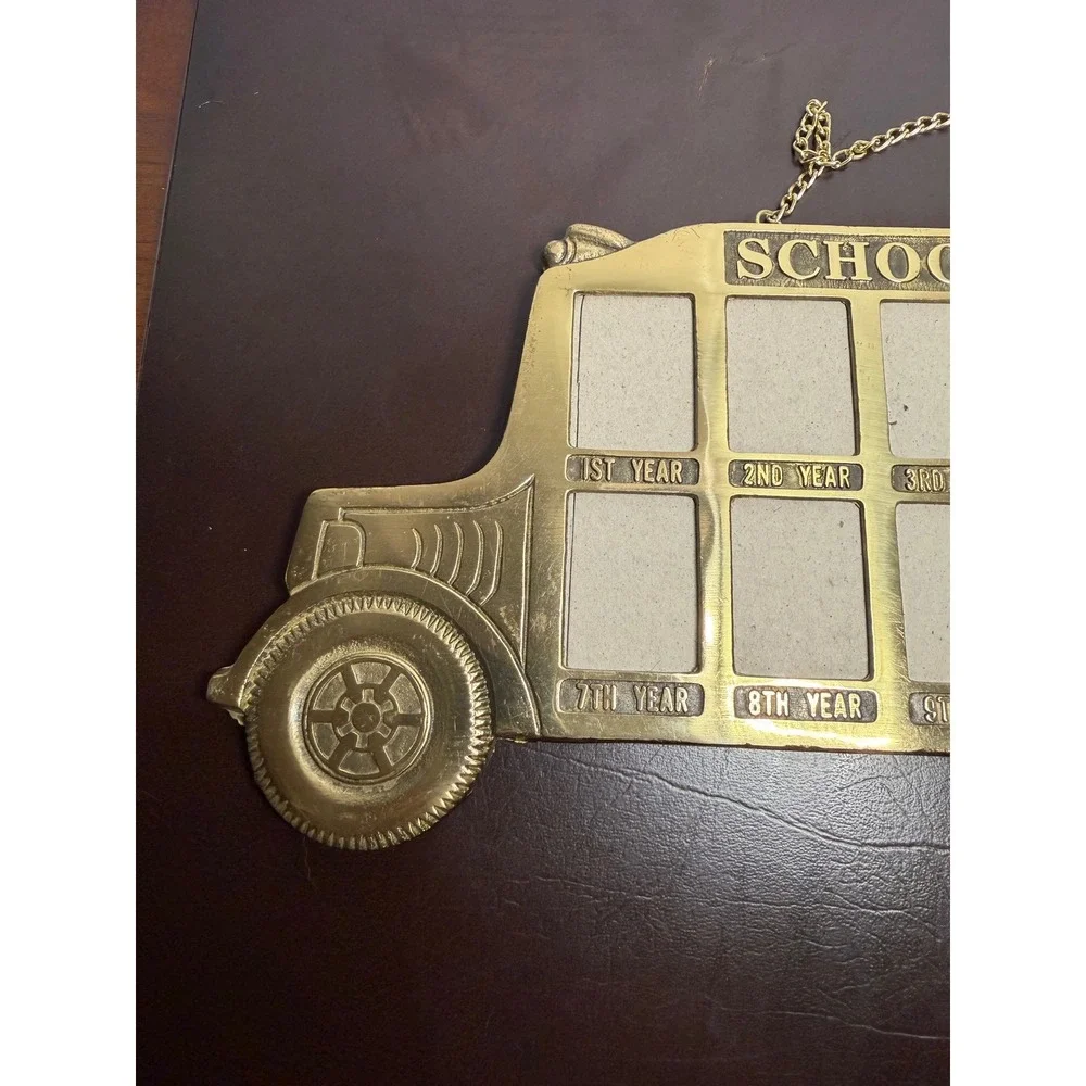 Vintage 1988 Penco Solid Brass School Days School Bus 12 Photo Frame